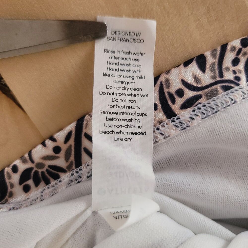 Athleta Brown & White Tankini Swim Top Aqualuxe Batik Jacobean 34D/DD Pool Beach - Picture 6 of 9